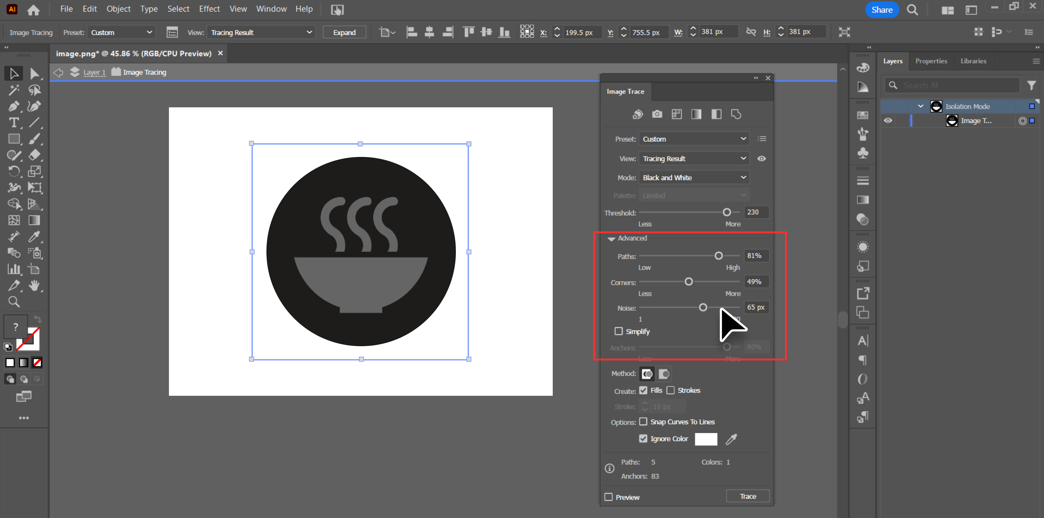 Step 5_ Adjust Image Trace Settings (Optional)